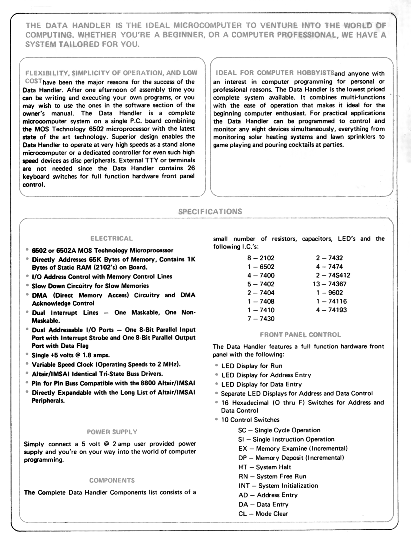 Data Handler Retro Computing